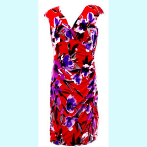 Ralph Lauren NEW Red Floral Print Dress sz 2